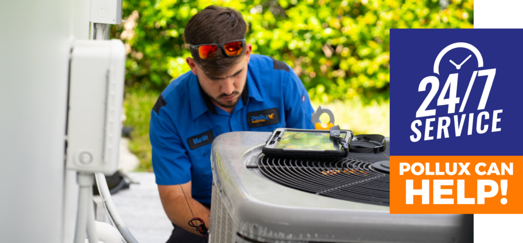 pollux air hvac specialist repairing ac 24/7 service banner