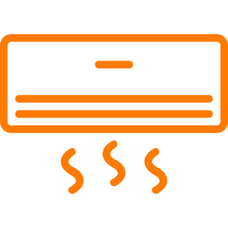 orange air conditioning icon blowing air